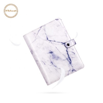 A5 soft PU cover custom high quality leather 6 ring binder home marble planner,journal planner notebook