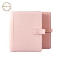 Quilted style leather ring binder pink A5 planner cover